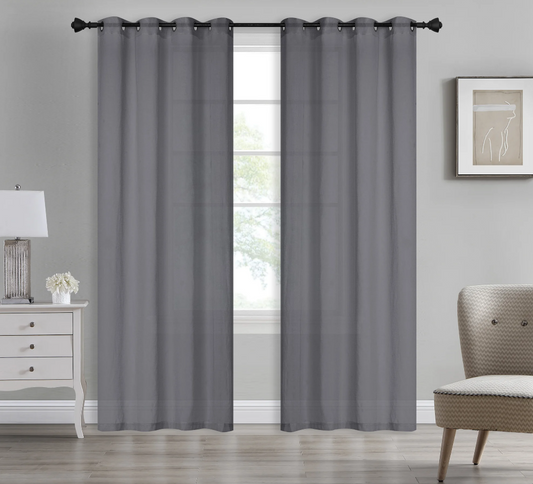 Bonnie - 54"x90" Dolly Sheer Curtain Panel with Grommets - Dark Grey