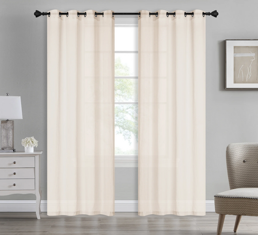 Bonnie - 54"x90" Dolly Sheer Curtain Panel with Grommets - Beige