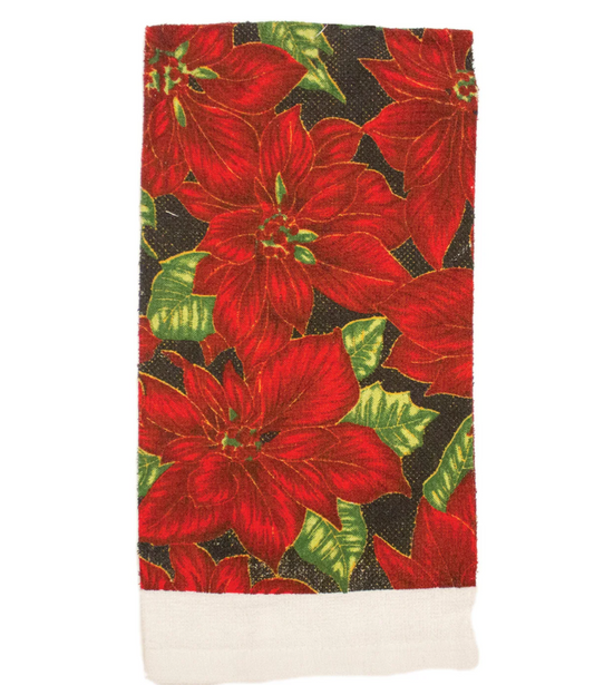 Red Poinsetta 1pc Printed Velour Kitchen Towel
