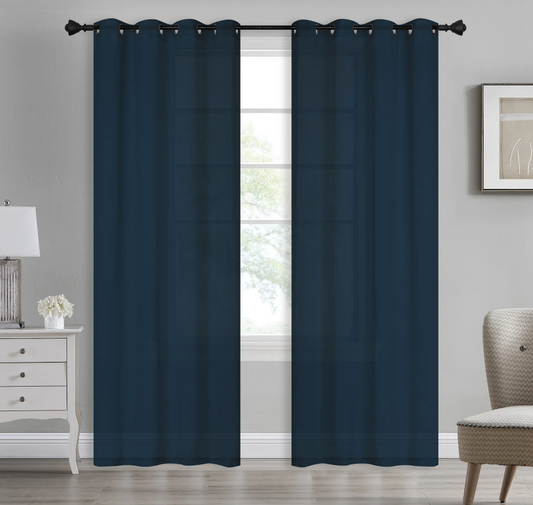 Bonnie - 54"x90" Dolly Sheer Curtain Panel with Grommets - Navy
