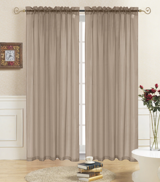Leah - 55"x84" Sheer Grommet Top Curtain - Taupe