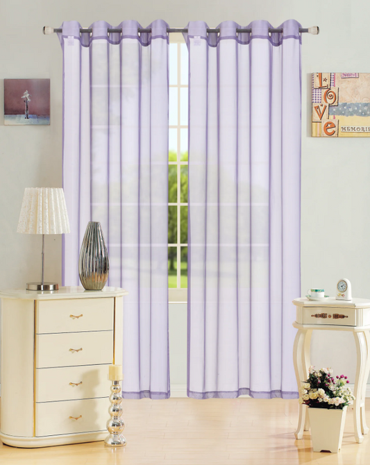 Leah - 55"x84"  Sheer Grommet Top Curtain - Lilac