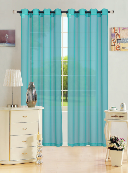 Leah - 55"x90" Sheer Grommet Top Curtain - Turquoise
