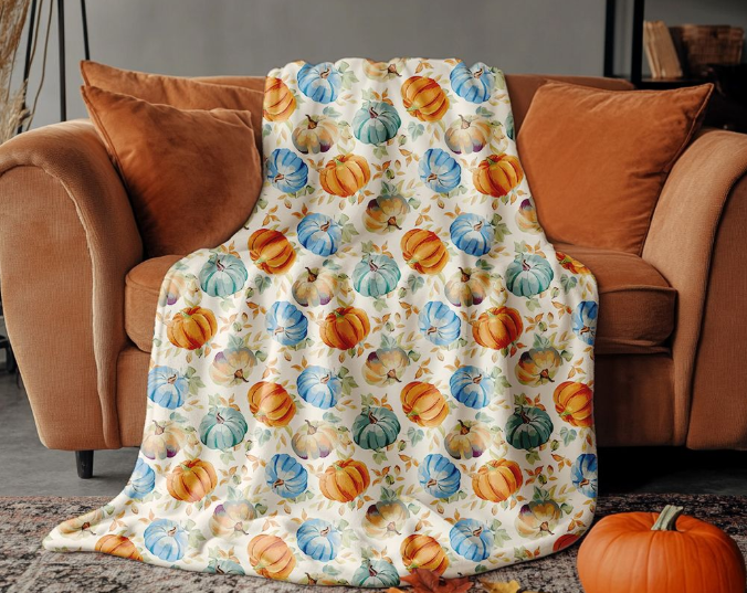 Multi Pumpkin Plush Throw Blanket - 50"x70"