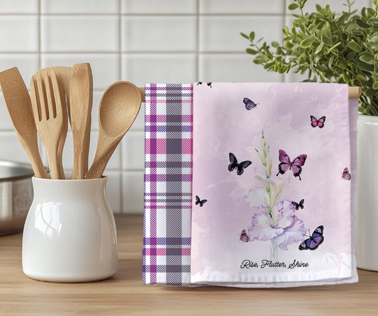 Rise Flutter Shine - 2pk Printed Kitchen Towel Set 16x27 - Assorted