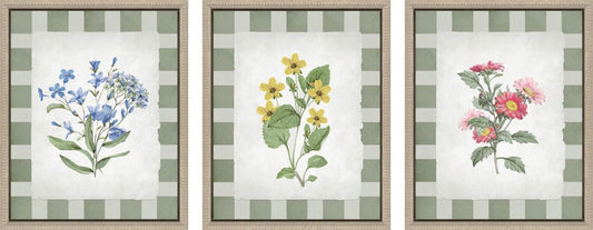 Flowers & Green & White 9x11 Assorted Framed Wall Art - Set of 3