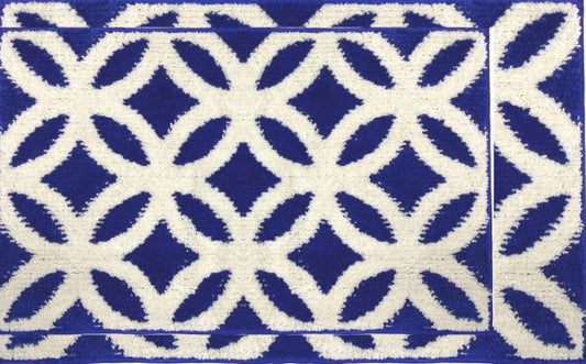 Alice - 2pc Bathroom Rug Set - Royal/Beige