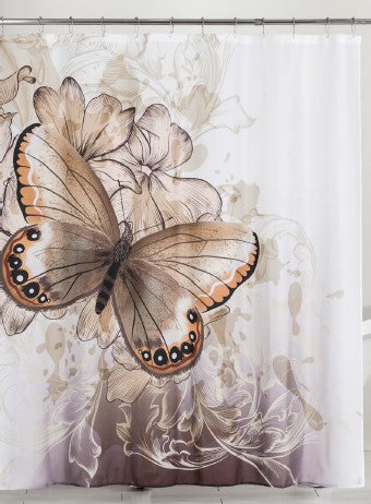 Brown Buttefly - 70"x70" Polyester Shower Curtain