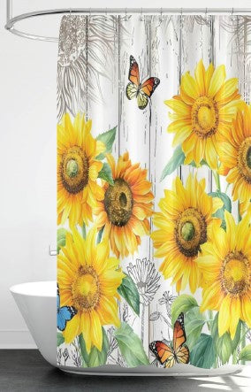 Chasing Sunflowers - 70"x70" Printed Canvas Shower Curtain