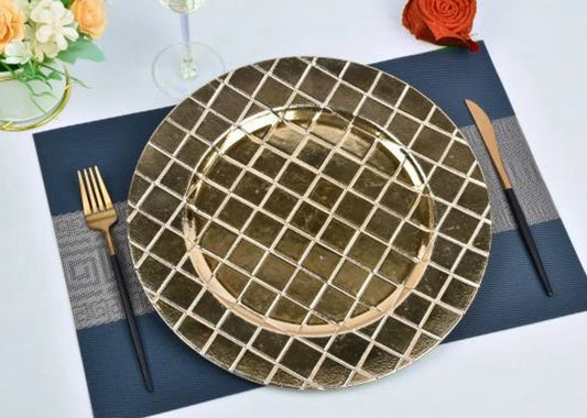 Checkered Charger Plate - Gold