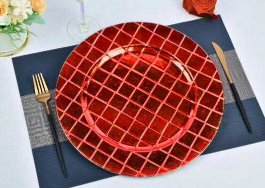 Checkered Charger Plate - Red