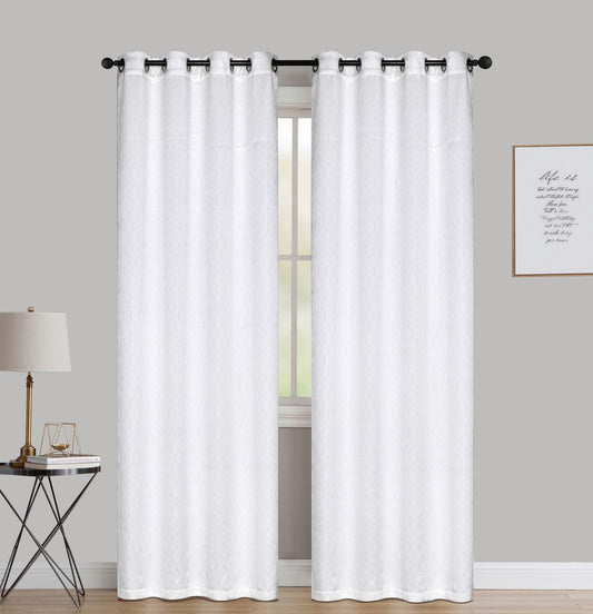 Andria - Engraved Jacquard 54"x90" Grommet Curtain Panel - White