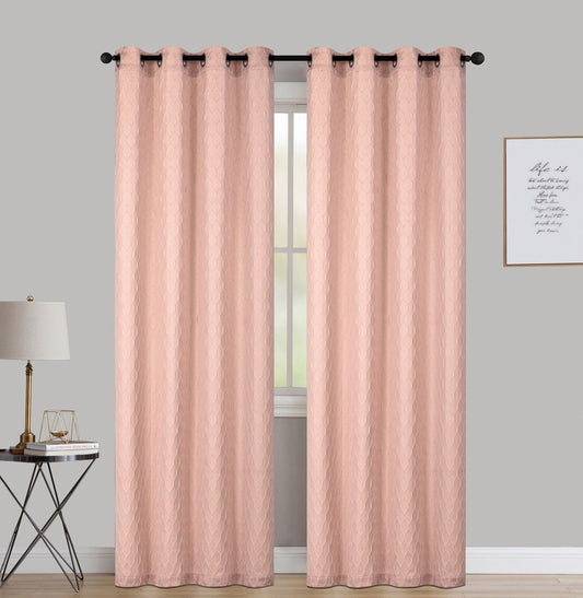 Andria - Engraved Jacquard 54"x90" Grommet Curtain Panel - Dusty Rose