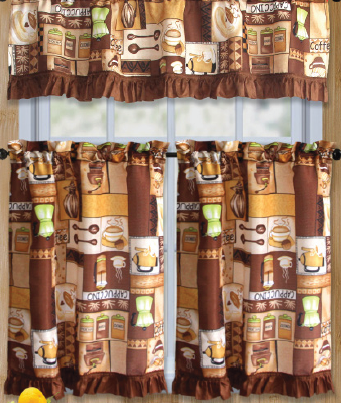 French Press 3pc Kitchen Curtain