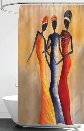 African Silhouettes - 70"x70" Printed Canvas Shower Curtain