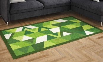 Geometric Triangles - 5'x7' Printed Area Rug - Green