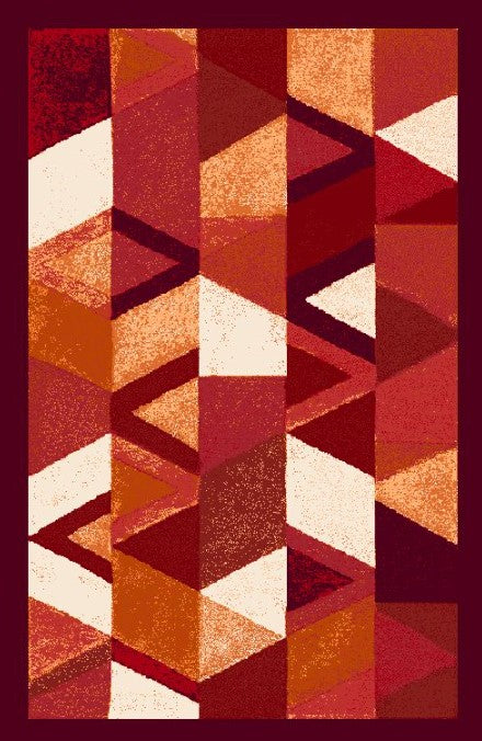 Geometric Triangles - 3'x5' Area Rug - Red