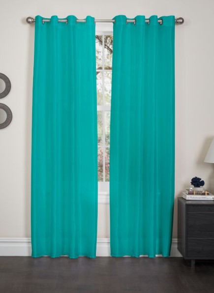 Holly - 55"x90" Faux Silk Grommet Curtain - Turquoise
