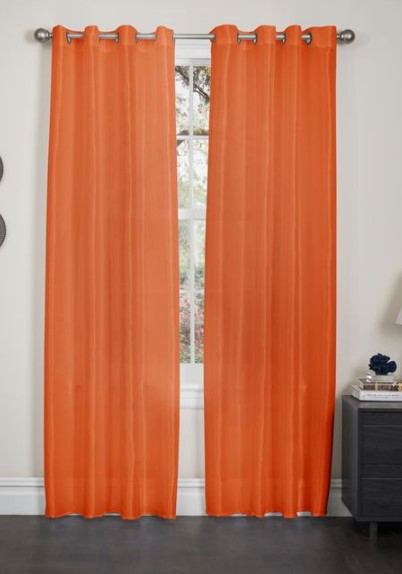 Holly- 55"x90" - Faux Silk Grommet Curtain - Orange