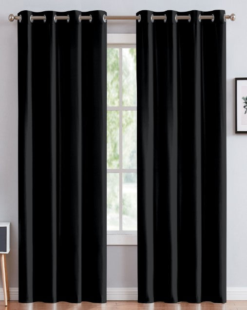 Janice - 55"x95" Grommet Blackout Curtain - Black