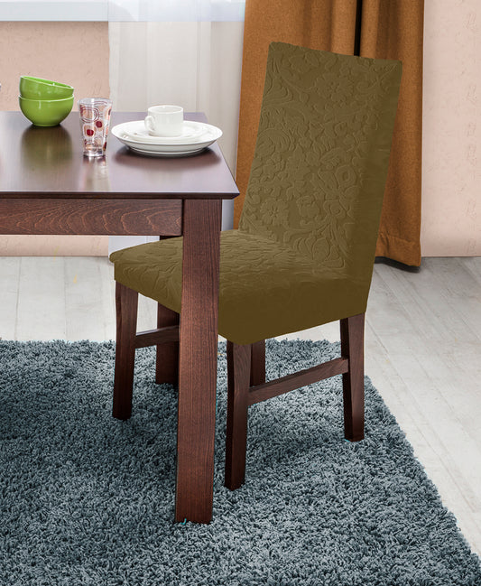 Damask Dining Chair Cover - Camel