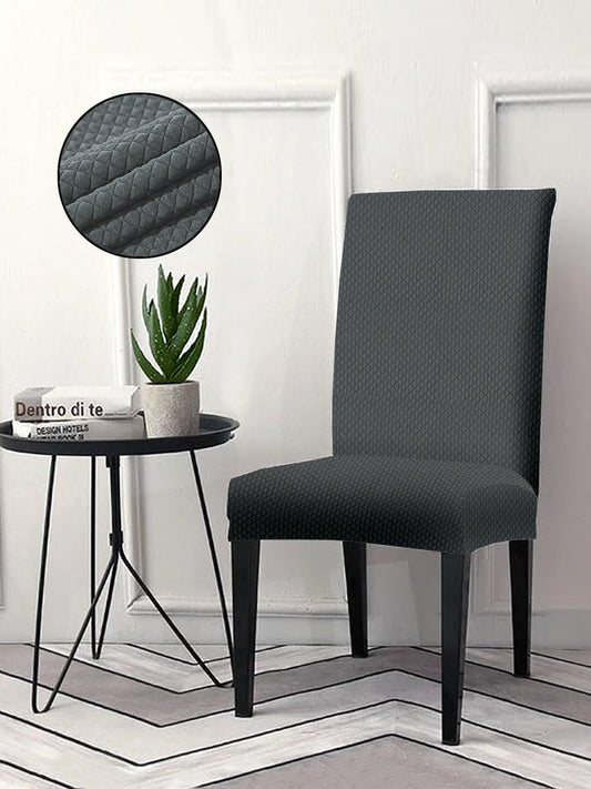 Diamond Jacquard Chair Cover - Charcoal