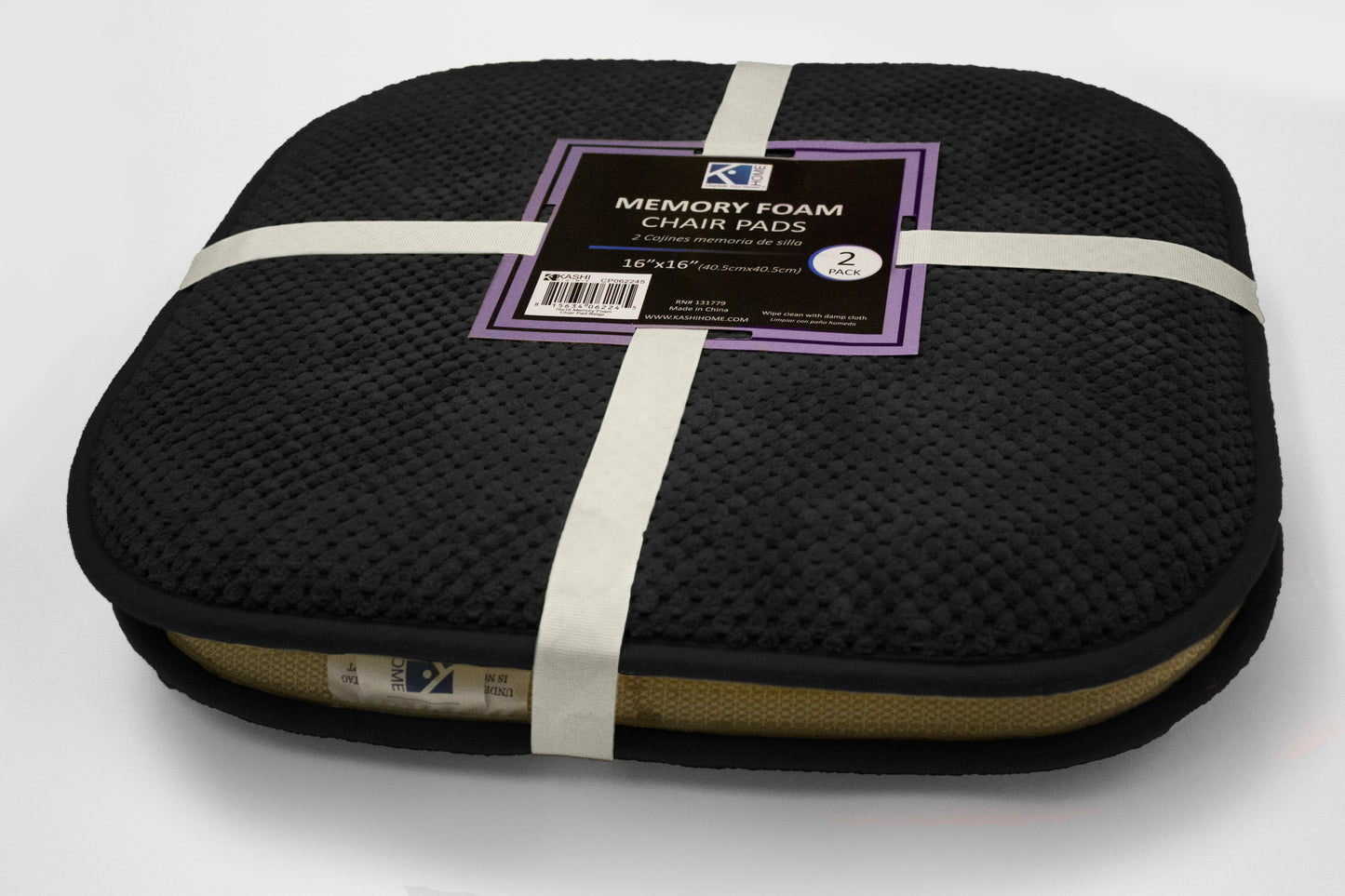 Memory Foam Chair Pad - 2 Pack - Black