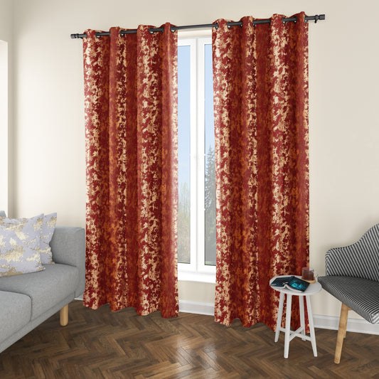 Larissa - 54"x90" Blackout Grommet Curtain - Red/Gold