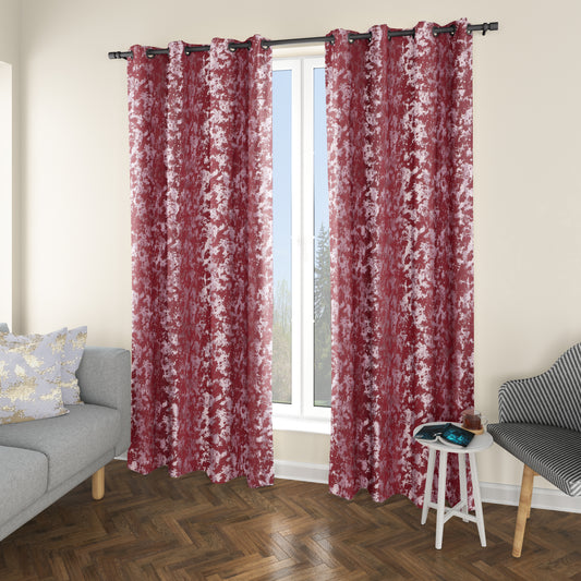 Larissa - 54"x90" Blackout Grommet Curtain - Red/Silver