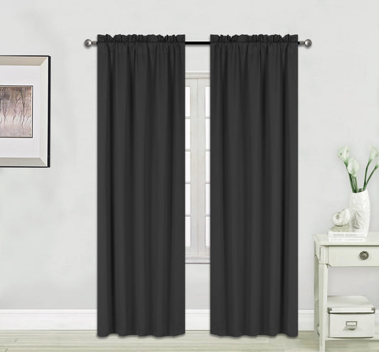 Tessa - 54"x90" Rod Pocket Blackout Curtain - Black