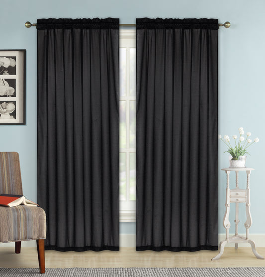 Elle - 54"x90" Lurex Rod Pocket Curtain Panel - Black