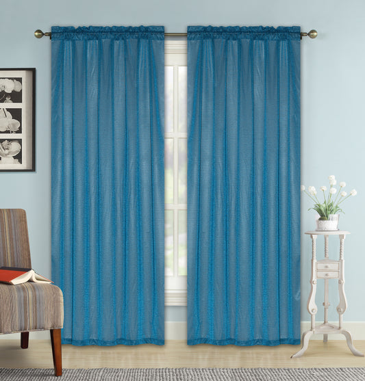 Elle - 54"x90" Lurex Rod Pocket Curtain Panel - Turquoise