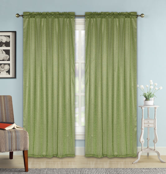 Elle - 54"x90" Lurex Rod Pocket Curtain Panel - Kiwi