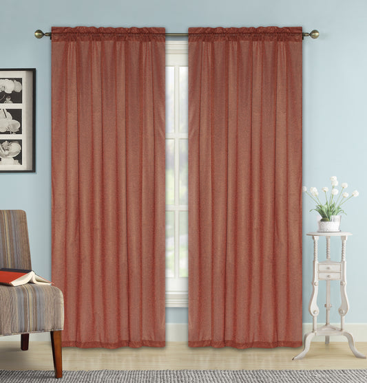 Elle - 54"x90" Lurex Rod Pocket Curtain - Orange