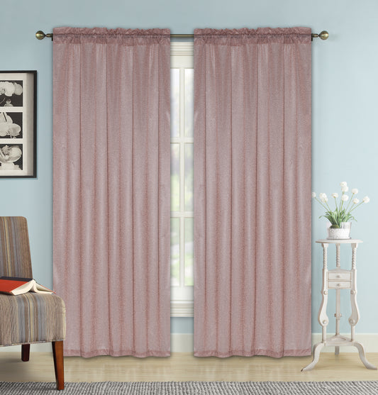 Elle - 54"x90" Lurex Rod Pocket Curtain - Coral