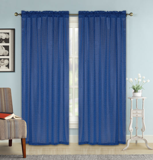 Elle - 54"x90" Lurex Rod Pocket Curtain - Royal