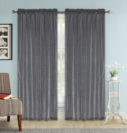 Elle - 54"x90" Lurex Rod Pocket Curtain Panel - Grey