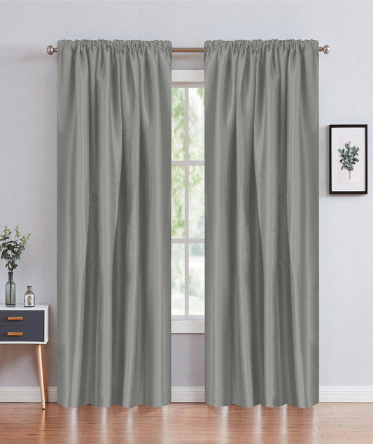 Janice - 55"x90" Rod Pocket Blackout Curtain - Grey