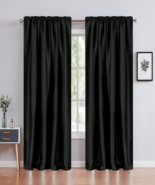 Janice - 55"x90" Rod Pocket Blackout Curtain - Black
