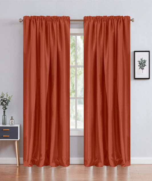 Janice - 55"x90" Rod Pocket Blackout Curtain - Terracotta