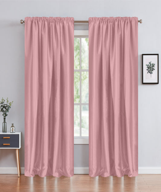 Janice - 55"x90" Rod Pocket Blackout Curtain - Dusty Rose