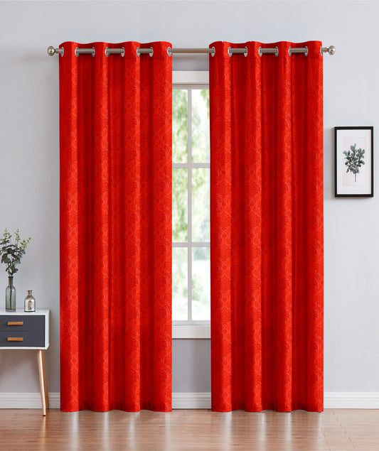 Canterbury - 55"x84" Crushed Embossed Grommet Curtain - Red