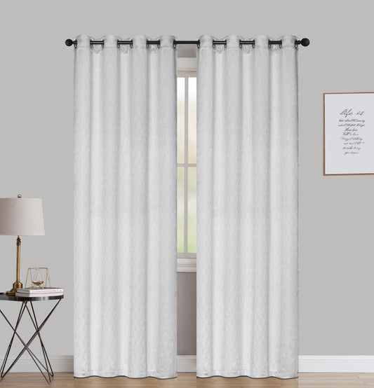 Andria - Engraved Jacquard 54"x90" Grommet Curtain Panel - Silver