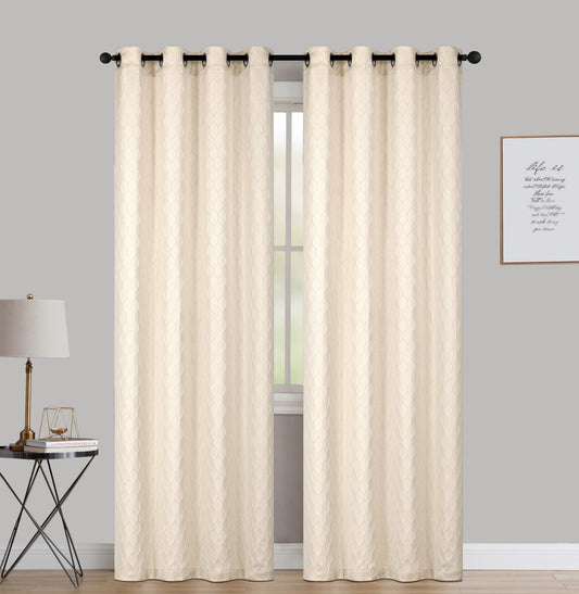 Andria - Engraved Jacquard 54"x90" Grommet Curtain Panel - Beige