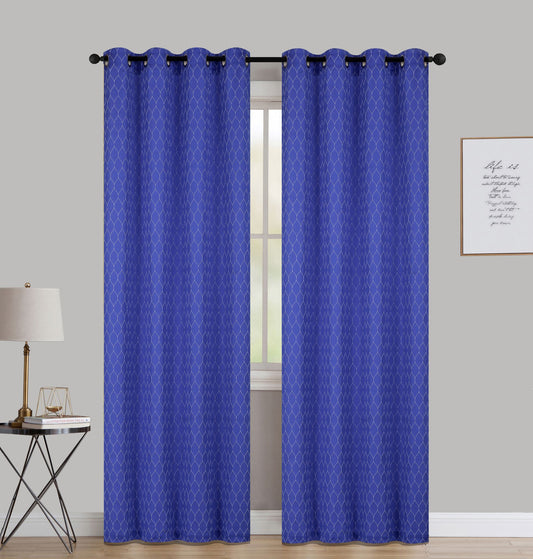 Andria - Engraved Jacquard 54"x90" Grommet Curtain - Royal