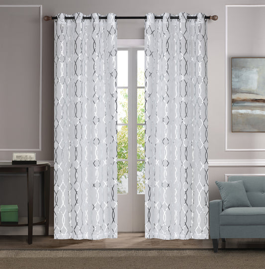 Adelaide - 54"x84" Grommet Curtain - White/Silver