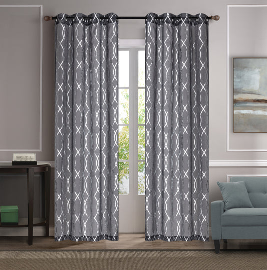 Adelaide - 54"x84" Grommet Curtain - Dark Grey/Silver