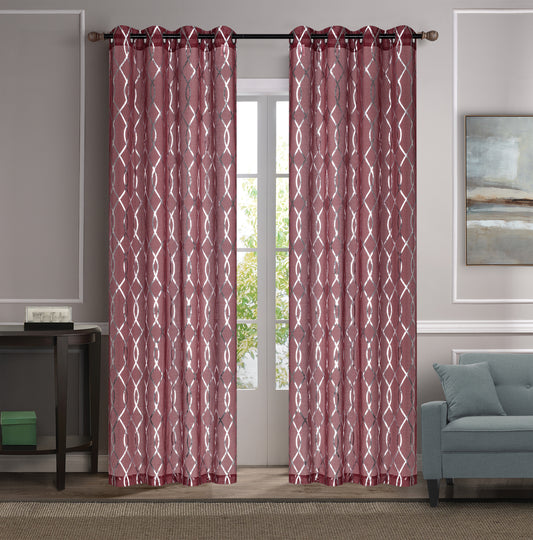Adelaide - 54"x84" Grommet Curtain - Red/Silver