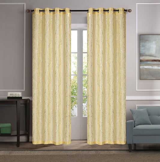 Geneieve - 54"x84" Dolly Grommet Curtain - Yellow/Silver