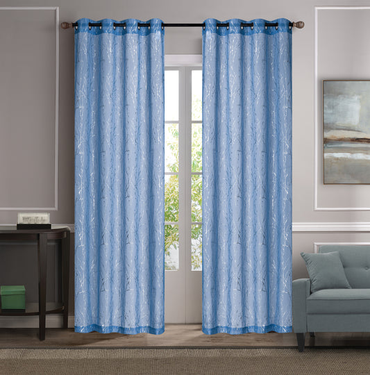 Geneieve - 54"x84" Dolly Grommet Curtain - Light Blue/Silver